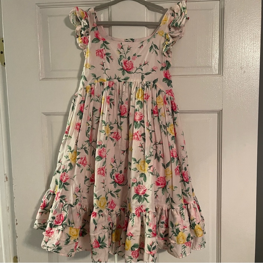 Janie & Jack Floral Kids Dress with Ruffle Sleeves